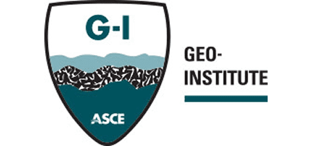 Logo of Geo-Institute by ASCE with mountain design.
